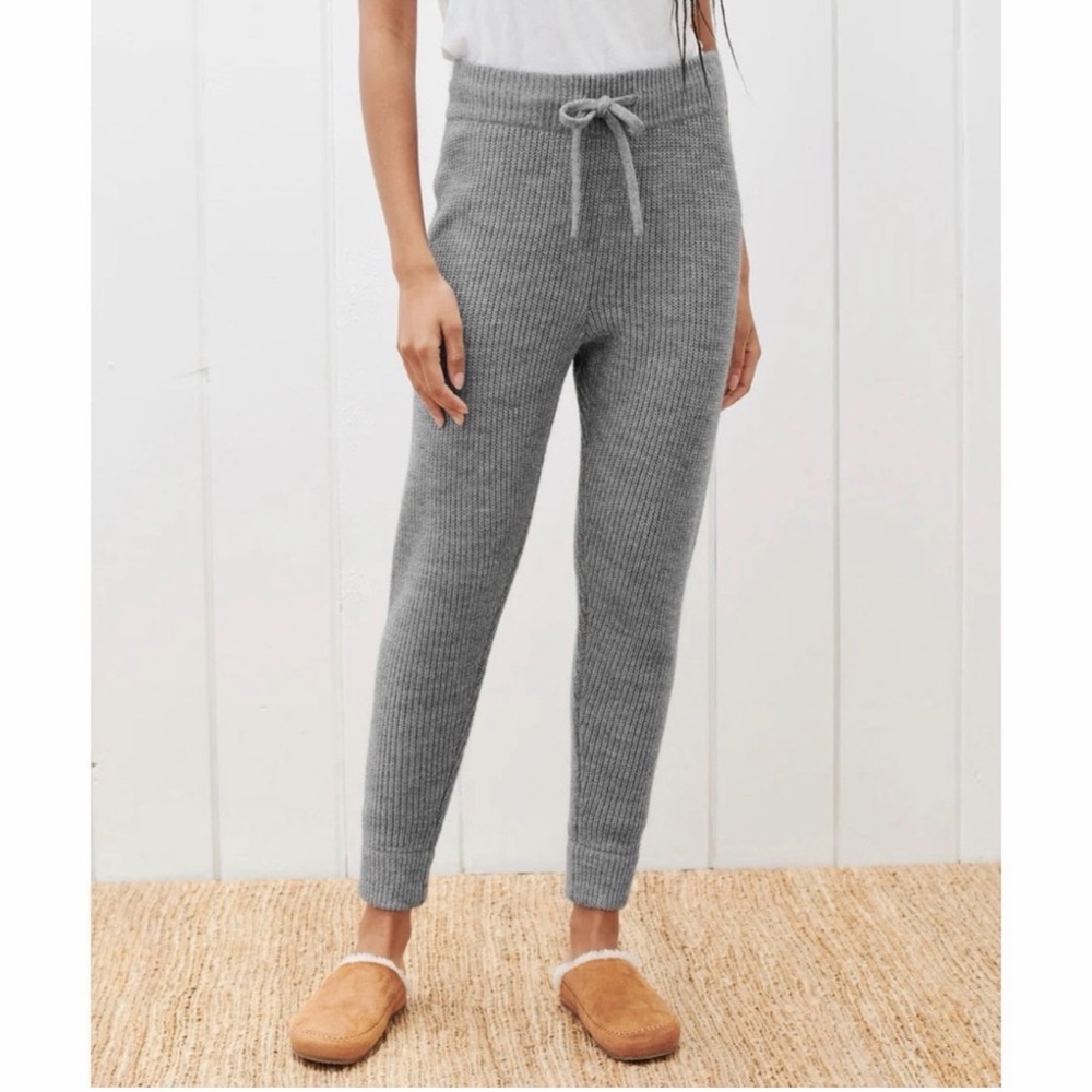 🧶 Jenni Kayne Alpaca Fisherman Knit Jogger Sweatpants Heather Grey M 🧶